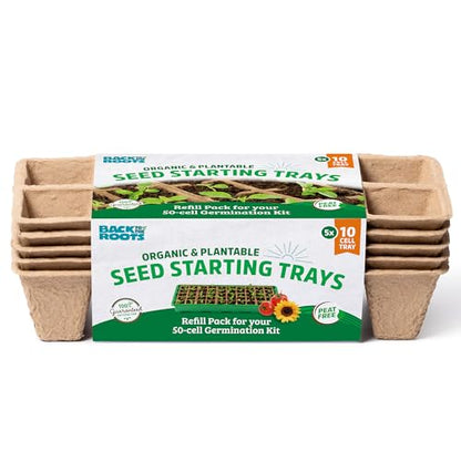 Back to the Roots Grow Kit Refill Pack - size: 3 inches x 4.125 inches x 10 inches, style: Seed Starting Trays 5x10ct