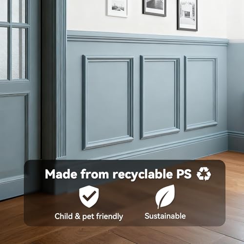 Upick Peel and Stick Wainscoting Pre-Cut Wall Molding Kit, 16"x24", 3-Frame - size: 16"W x 24"H