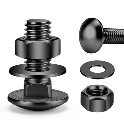 Mellewell 5/16-18 x 1-1/4" Carriage Bolt Kit, Carriage Bolts with Nuts and Washers, Round Head Square Neck, 304 Stainless Steel, Full Thread, Black Finish, 8 Sets - color: Black, size: 5/16-18 x 1-1/4"