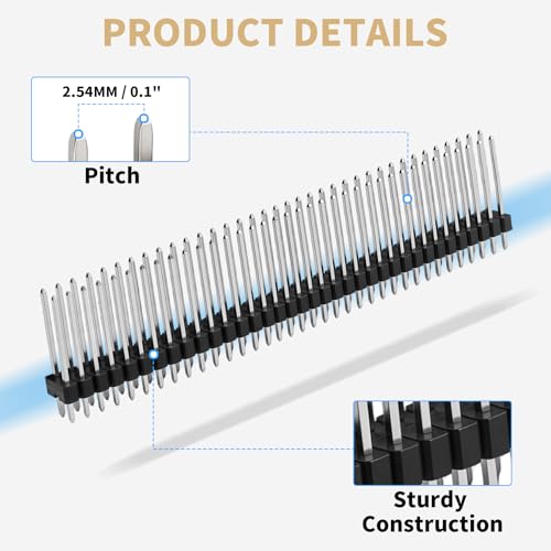 2x40 Pin Header Strip, 30mm, Dual Male Header Pins Connector - size: 30mm Single Row Plastic