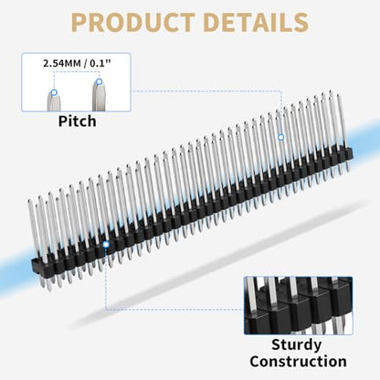 2x40 Pin Header Strip, 30mm, Dual Male Header Pins Connector - size: 30mm Single Row Plastic