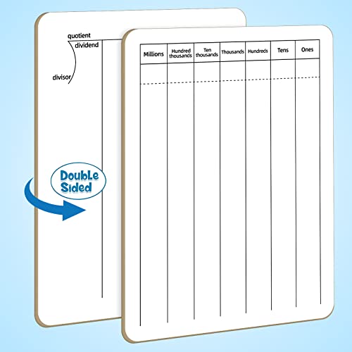Math Manipulatives White Board for Students - Small White Board Dry Erase - Ideal for Classroom and Home Use - Long Division Double-Sided Dry Erase Board - 9x12 Inches - style: Division