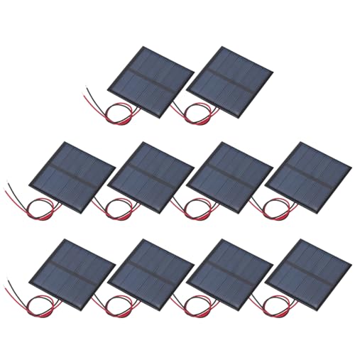 MECCANIXITY 10 Pcs 3V 0.375W 125mA Mini Solar Panels with 2 Cable | Small Polycrystalline Solar Cell Panel for DIY Electric Toy Materials Kits Charger, 52mm x 52mm - style: 3V 0.375W 125mA