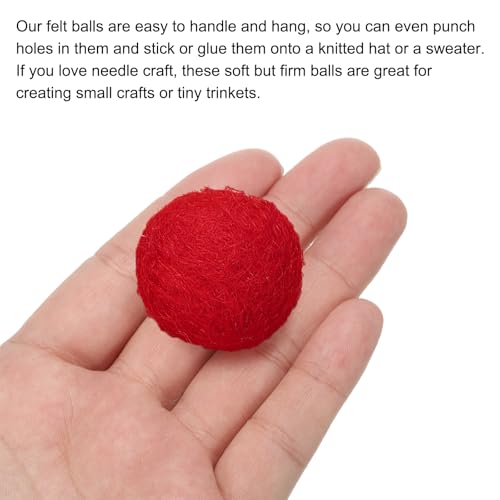 PATIKIL Wool Felt Balls Beads Wool Felting Pom 3.1cm 31mm Red for Home Crafts Handcrafts Project DIY Pack of 10 - color: Red