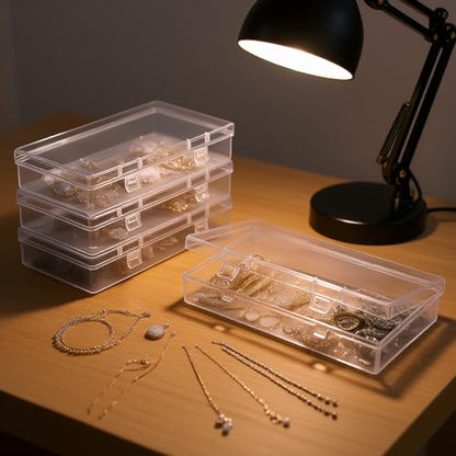 4 Pack Rectangular Clear Plastic Storage Containers 6.1x3.3x1.18 inch - size: 6.1 x 3.3 x 1.18 inch