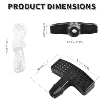 3 Pcs Diesel Engine Starter Handle Grip Recoil Starter Pull Handle with Pull Cord Start Grip with Recoil Start Rope for Lawn Mower Chainsaw,String Trimmer Brush Cutter Small Engine - size: 3Pcs T Grips