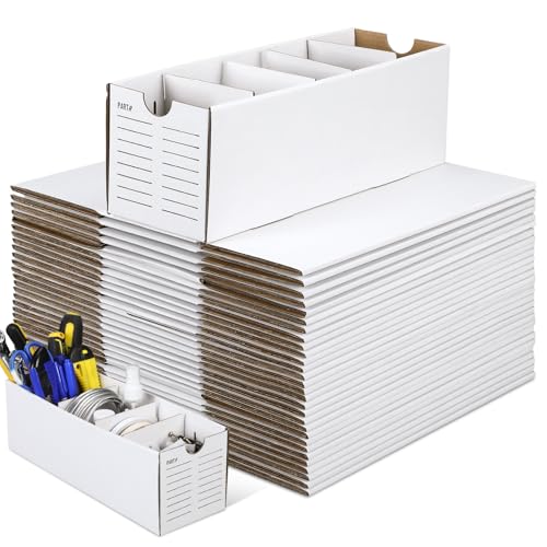 Teenyyou 30 Set Cardboard Parts Bin with Dividers, White, 12 x 4 x 4 Inches - color: White, size: 12 x 4 x 4 Inches