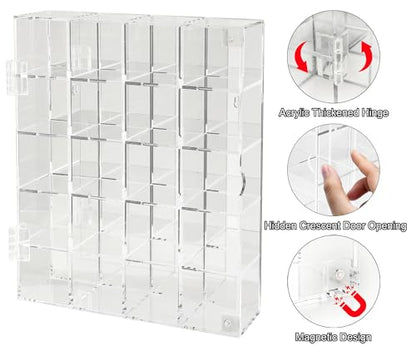Adjustable Acrylic Rock Display Case Shadow Box with Shelves - size: Small Vertical 20-Room Display Case