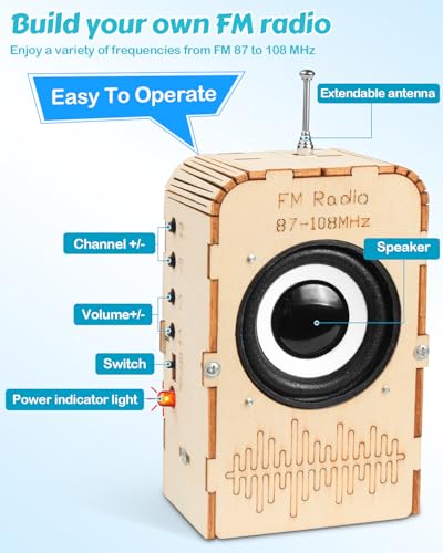 Poraxy Science Kits for Kids Age 8-12, STEM Toys for 8-13, Build Your Own Bluetooth Speaker Radio, Engineering Electronics DIY Set, Birthday Gifts for 9 10 11 14 15 16 Year Old Teen Boys Girls