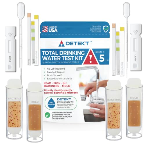 Drinking Water Test Kit (2) Detekt (USA) DIY for Lead, Bacteria, Mold & pH - size: 2 Water Samples