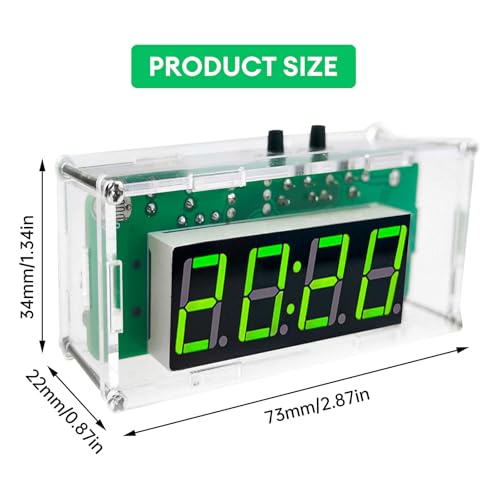 DIY Digital Kit, Soldering Practice Electronics Alarm Clock Soldering Project, Transparent Case, with PCB, Digital Display, with Adjustable Brightness for Beginners & STEM Learning - color: Diy Digital Kit