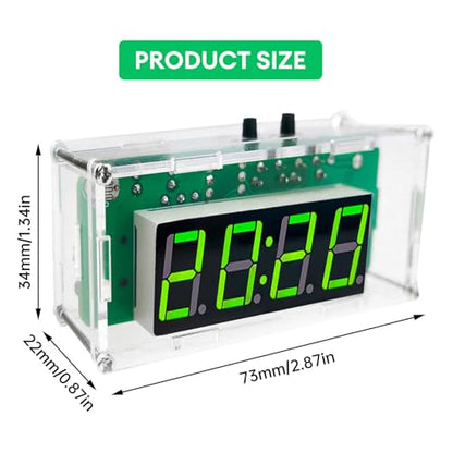DIY Digital Kit, Soldering Practice Electronics Alarm Clock Soldering Project, Transparent Case, with PCB, Digital Display, with Adjustable Brightness for Beginners & STEM Learning - color: Diy Digital Kit