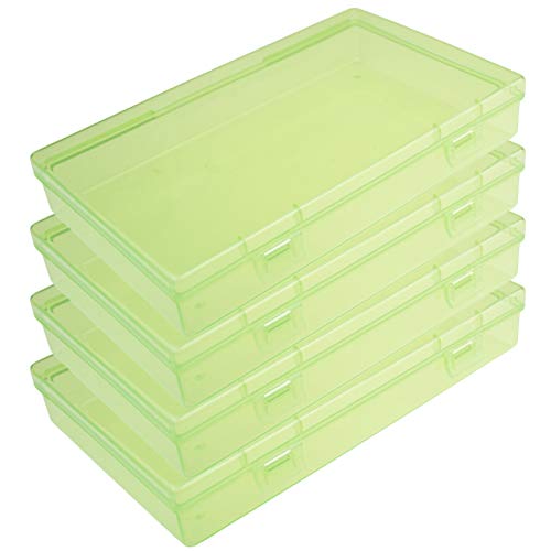 Goodma 4 Pieces Rectangular Plastic Storage Boxes, Green, 7.1x4.3x1.2 inch - color: Green, size: 7.1 x 4.3 x 1.2 in