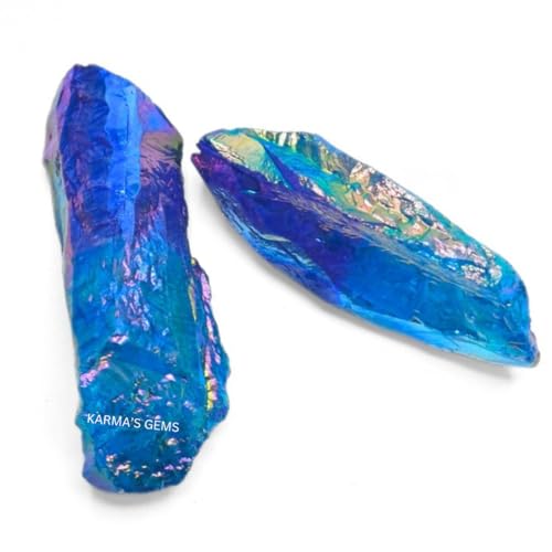 Crystals, Rocks, Jade, Crystals and Healing Stones, Witchcraft Supplies, Healing Crystals, Stones, Healing Stones, Rock Collection, Agate, Raw Stones (Amethyst-Aqua Aura Quartz, 2 Pcs) - color: Amethyst-aqua Aura Quartz