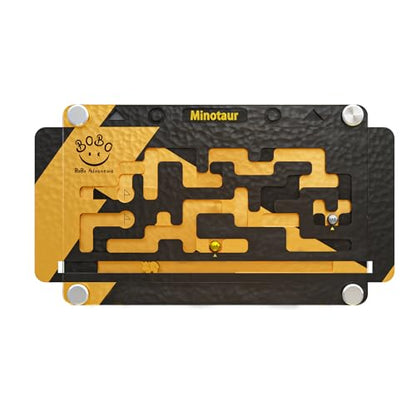 Wooden Labyrinth Board Game – 2-in-1 Double-Sided Marble Maze with 2 Balls & Movable Panels | Brain Teaser Puzzle Challenge for Adults - color: Black With Gold