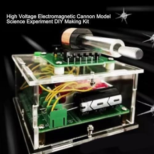 High Voltage Electromagnetic Cannon Spark Arc Generator DIY Kit Handheld Coil Toy Portable Mini with Acrylic Teaching 100V