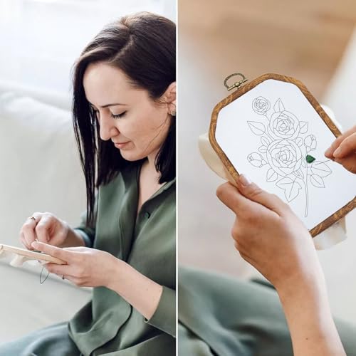 ORIGACH 4 Set DIY Flower Embroidery Kit for Beginners Adults