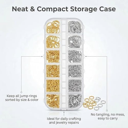 1200Pcs Gold Silver Small Open Jump Rings Jewelry Making Supplies