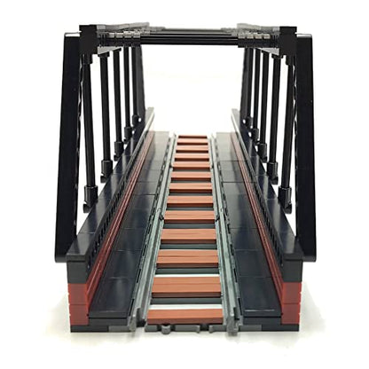 Classic Train Building Bridge City Passenger Express Train Tracks Toys Accessories Railroad Construction Building Block Compatible with Major Brand (Black Bridge) - style: Black bridge