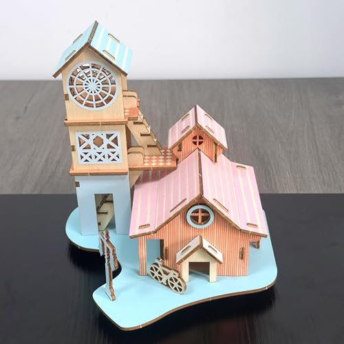 Log Cabin 3D Wooden House Puzzle,DIY Mini Building Model Kit，011 - color: 011