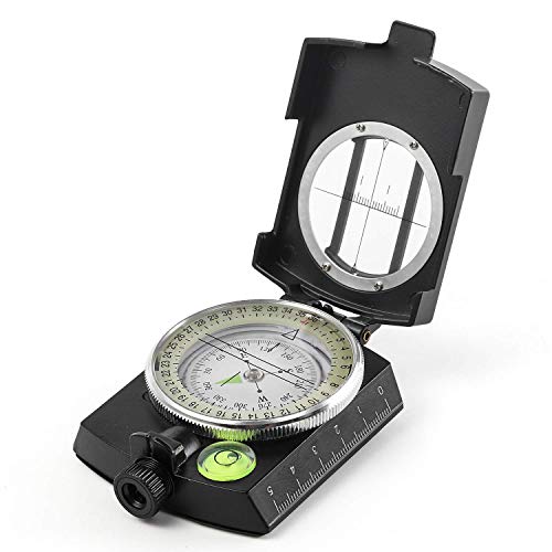 Eyeskey Multifunctional Tactical Survival Military Compass with Lanyard & Pouch | Waterproof & Impact Resistant | Lensatic Sighting Compass for Hiking - color: NEW-Black