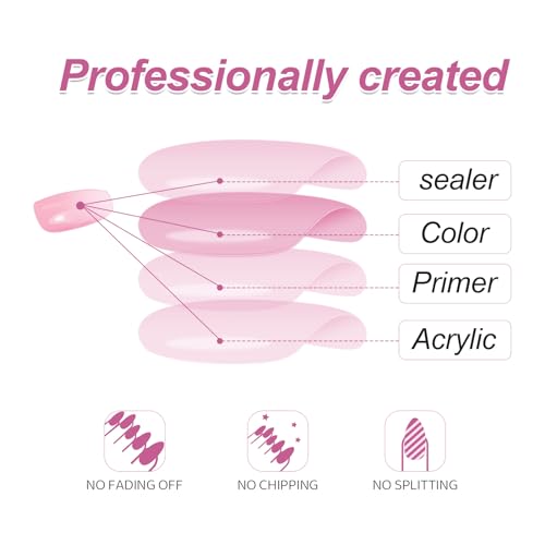 Medium Length Press on Nails Almond Fake Nails Butterfly False Nails with 3D Charms Designs 24Pcs Natural Reusable Acrylic Nails for Women Girls - color: Style31