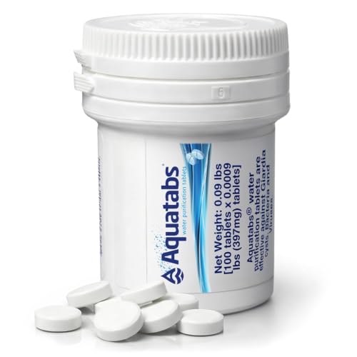 Aquatabs Water Purification Tablets, 397mg 100 Pack, Camping & Emergency - size: (397mg)