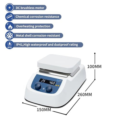 ONiLAB Magnetic Hotplate Stirrer, 5-inch, 120℃ LED Digital, 200-1500RPM, 5L - style: Square 120℃ Hotplate Magnetic Stirrer