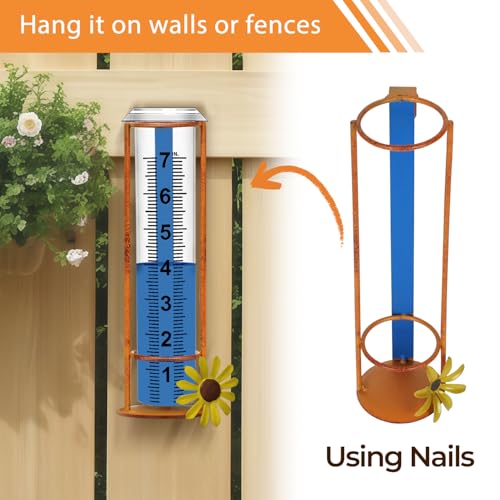 JMBay Rain Gauge Outdoor, Freeze Proof Rain Gauges Outdoors Best Rated,7" Capacity Detachable Rain Guage with Stake for Yard,Lawn & Garden,Large Clear Number and Scale Rain Measure Gauge Water Meter - color: 3-section Flower Rain Gauge