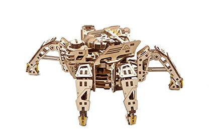 UGEARS Hexapod Explorer 3D Puzzle - Walking Robot Wooden Model Kits for Adults to Build - Self-Propelled 6-Legged Mechanical Crawler Craft Kit - 3D Wooden Puzzles for Adults