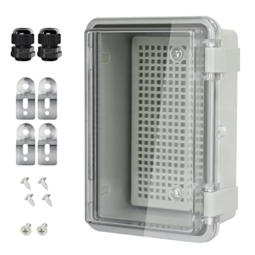 Junction Box IP65 Waterproof ABS Plastic Enclosure Hinged PC Clear Cover Electrical Project Box with Mounting Plate, Wall Brackets, Cable Glands 5.2" x 3.2" x 2.6" - color: Clear Cover, size: 5.2" x 3.2" x 2.6"