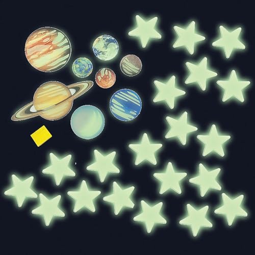 4M Glow Planets & Nova Stars - 20 Glow-in-The-Dark Ceiling & Wall Stick-Ons - size: 20pcs, style: Dark Planets and Nova