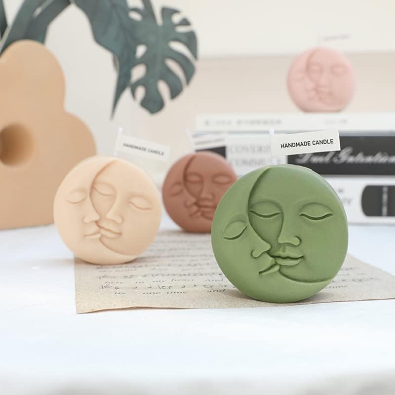 Candle Molds - Silicone Mold for Candles Making, DIY 3D Moulds for Soy Wax, Beeswax, Scented Candle, Valentine's Day Gifts (Moon) - color: Moon