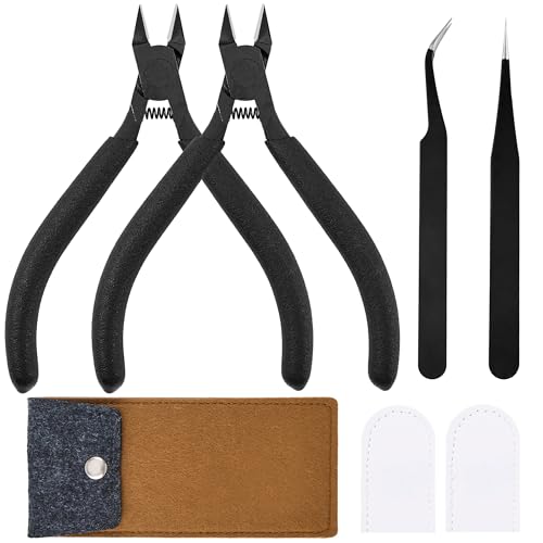 Model Nippers, 4.7 Inch High Hardness Nippers Tool with Razor-Thin Edge for Clean Cut, Magnetic and Corrosion Resistance for Repair and Fix Plastic Models, Non-Slip Handle and Moderate Spring Rebound