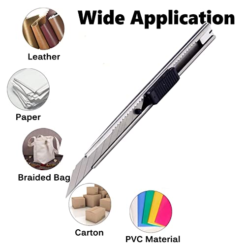9mm Snap Off Utility Knife 3 Pack High Hardness Retractable Box Cutters with 30 Pcs Snap Off Blades,Art Craft Hobby Cutter 9mm Knife for Home Office Workstation - style: 30 Angle