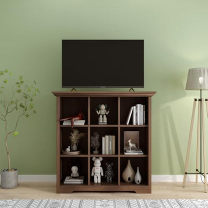 OSCHF 9-Cube Open Bookcase with Base, 3-Tier Wooden Bookshelf, Walnut - color: Walnut, size: 9-Cube