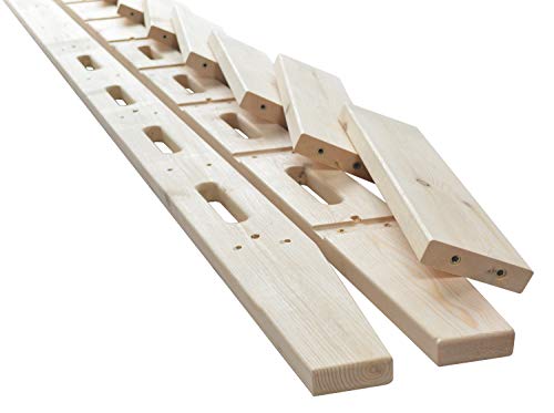 DIYHD 96" Knotty Pine Sliding Library Ladder with Oval Cut-Out Grip - color: Niu#1, size: Height 96"