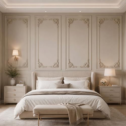 DoubleFill Wall Molding Kit Premade Molding Panel with Corner Accent, Rose - style: Rose Style