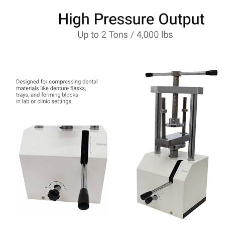Hydraulic Dental Press Machine for Lab and Clinic - 2T / 4,000 lbs Manual Oil Press for Denture Flask, Portable Bench Top Compressor with Simple Manual Operation, 3.1" Lifting Height