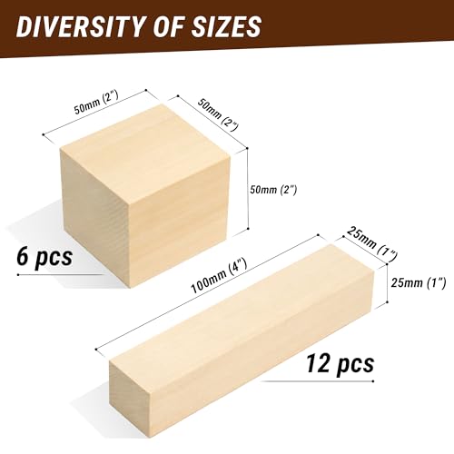 BeaverCraft DIY03 Wizard Whittling Kit for Beginners BW 18 pcs Whittling Wood Carving Blocks Basswood for Carving Wood