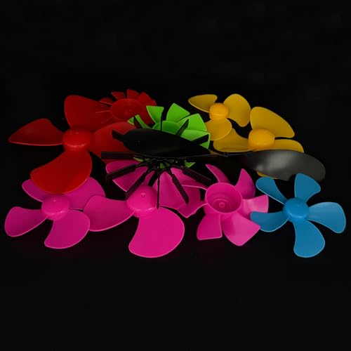 46PCS Model Toy Plastic Propeller Kit Fan Shape Propeller Props for Model Boat Ship Airplane DIY Electric Mini Fan Model Windmill Building Parts (Mix Color 1)