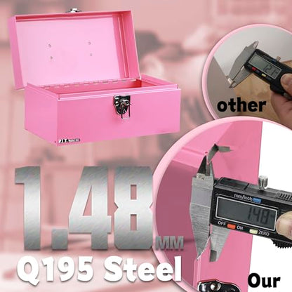 P.I.T. Metal Tool Box 12 Inch,Portable Small Toolbox with Latch,Pink - color: Pink, size: 12 Inch