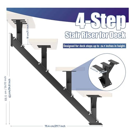 4 Step Metal Stair Stringers,Stair Riser for Deck Height 26.9" - size: 4 Step