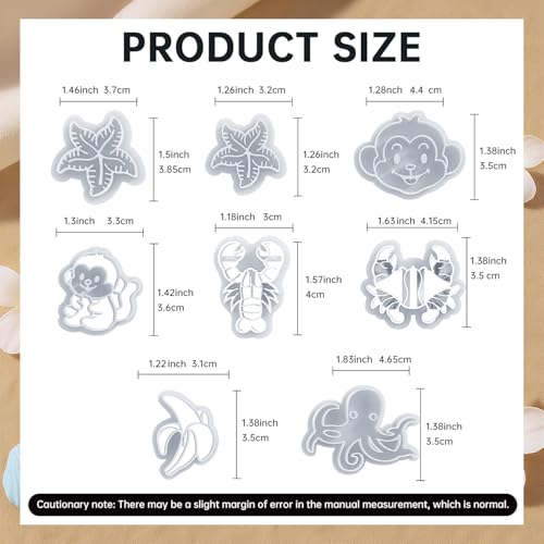8Pcs Ocean Polymer Clay Cutters - color: Monkey