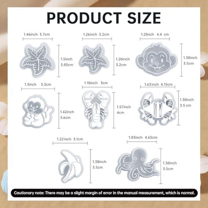 8Pcs Ocean Polymer Clay Cutters - color: Monkey