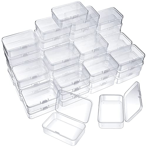 SATINIOR 48 Packs Clear Small Plastic Containers Transparent Storage Box with Hinged Lid for Small Items Crafts Jewelry (3.27x2.13x1.02 Inches) - size: 3.27 x 2.13 x 1.02 in