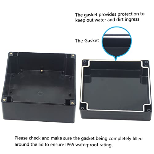 Junction Box, Zulkit Project Box IP65 Waterproof Outdoor Box ABS Plastic Electrical Boxes Electronic Enclosure Black 6.3 x 6.3 x 3.5 inch(160 x 160 x 90 mm)(Pack of 1) - size: 6.3" x 6.3" x 3.5"(Pack of 1)