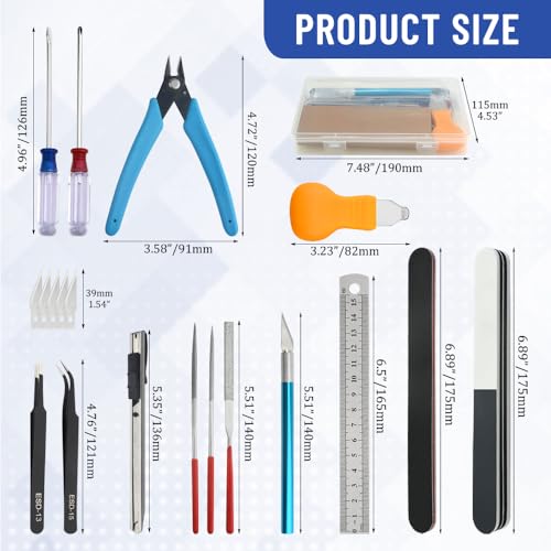 Bigstone 20 PCS Model Tool Kit Hobby Building Tools Set Modeler Basic Tools for Gundam Plastic Models Assembling Building Repairing and Fixing