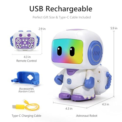 GILOBABY Programmable RC Robot Toy for Kids, Rechargeable STEM Astronaut - color: Purple