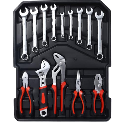 969-Piece Professional Home Repair Tool Kit with Rolling Aluminum Toolbox, 4 Drawers, Wrenches, Sockets, Screwdrivers & More – Complete Tool Set for Home, Garage, DIY, Handyman,Black - color: Black